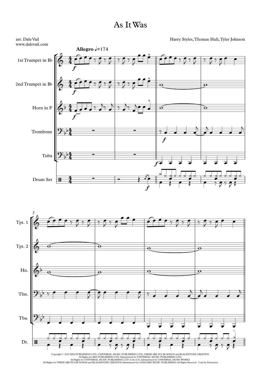 As It Was (arr. Dale Vail)