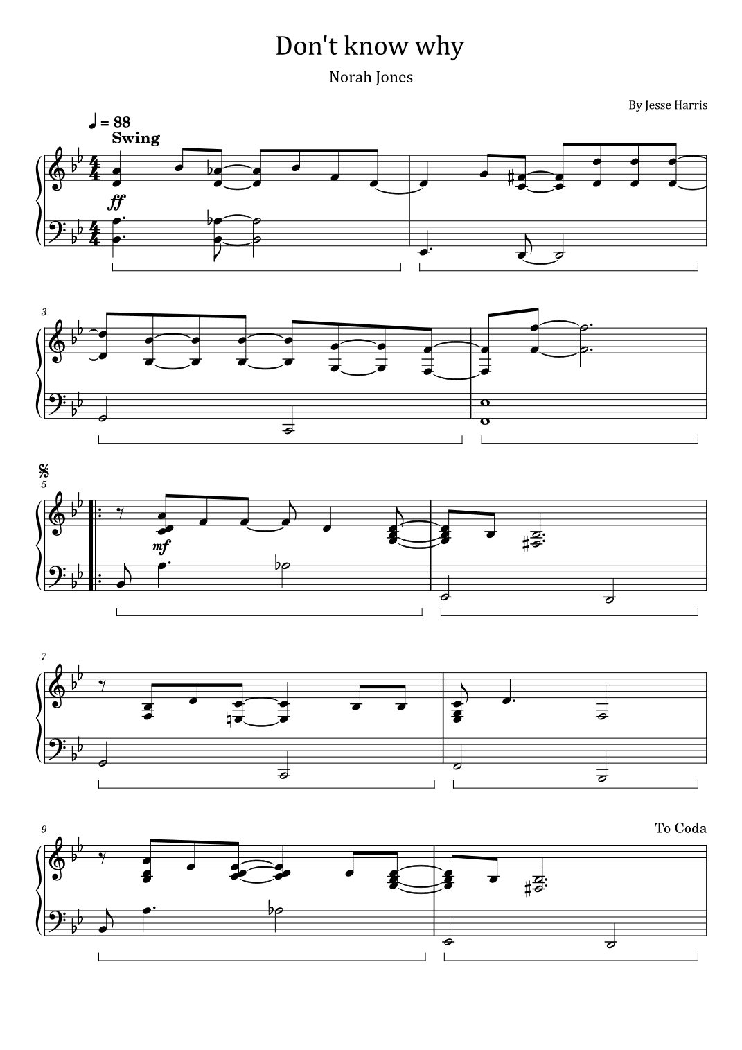 Don't Know Why (arr. poon)