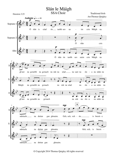 Slán le Máigh (arr. Thomas Quigley)