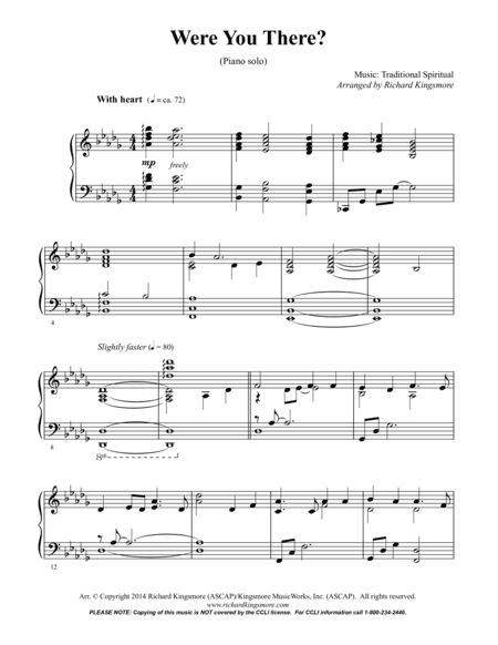 Were You There? (Solo piano) (arr. Richard Kingsmore)