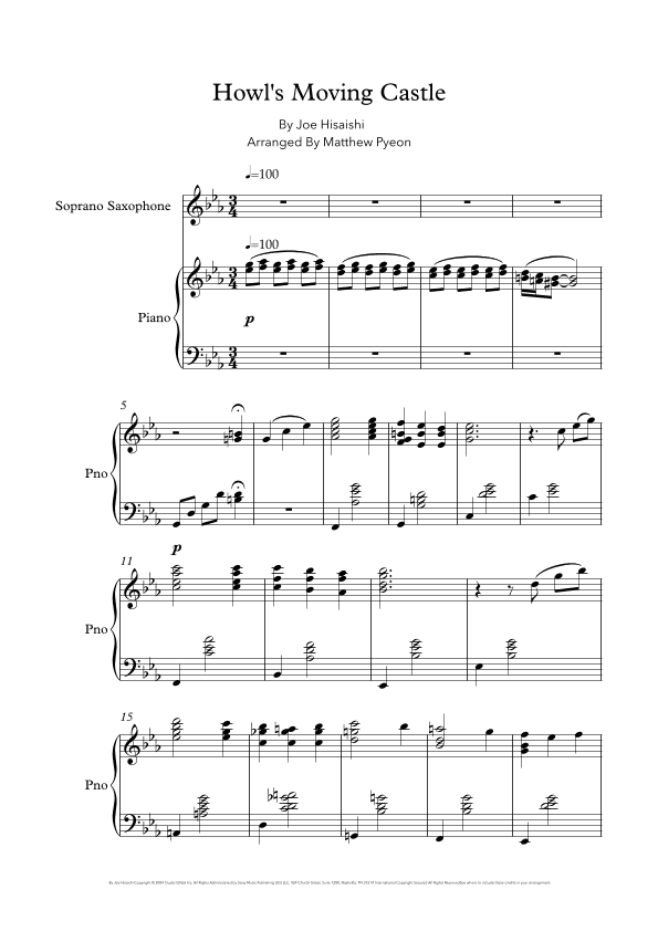 Howl's Moving Castle (arr. Matthew pyeon)