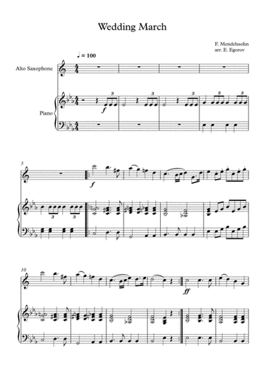 Wedding March, Felix Bartholdy Mendelssohn, For Alto Saxophone & Piano (arr. Eugene Egorov)