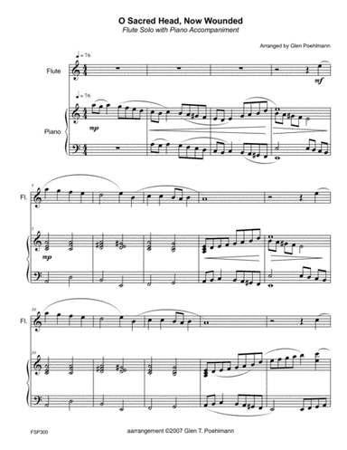 O SACRED HEAD NOW WOUNDED - FLUTE or ALTO FLUTE SOLO with Piano Accompaniment (arr. Glen Poehlmann)