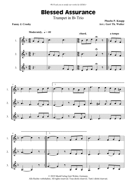 Blessed Assurance (arr. Gert Th. Walter)