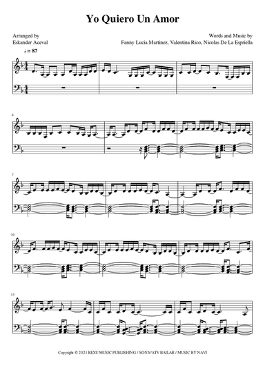 Yo Quiero Un Amor (arr. Eskander Aceval)