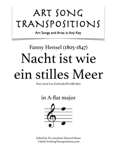 HENSEL: Nacht ist wie ein stilles Meer (transposed to A-flat major) (arr. ArtSongTranspositions.com)