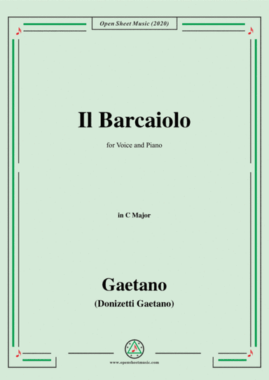 Donizetti-Il Barcaiolo,in C Major,for Voice and Piano (arr. MSM)