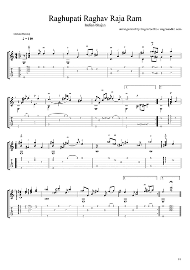 Raghupati Raghav Raja Ram - Indian bhajan guitar arrangement (arr. Eugen Sedko)