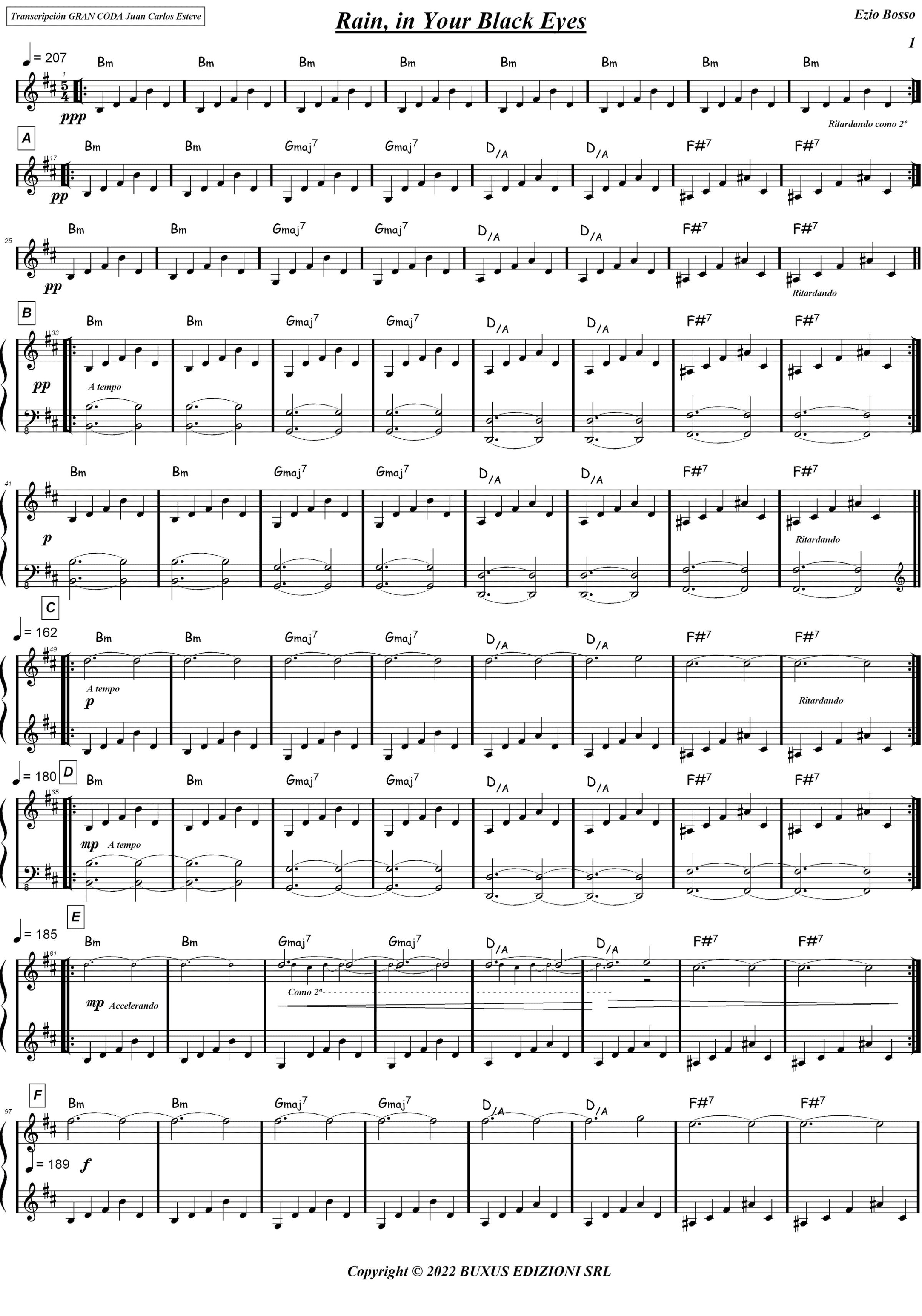 Rain, In Your Black Eyes (arr. juan carlos esteve / Gran Coda)