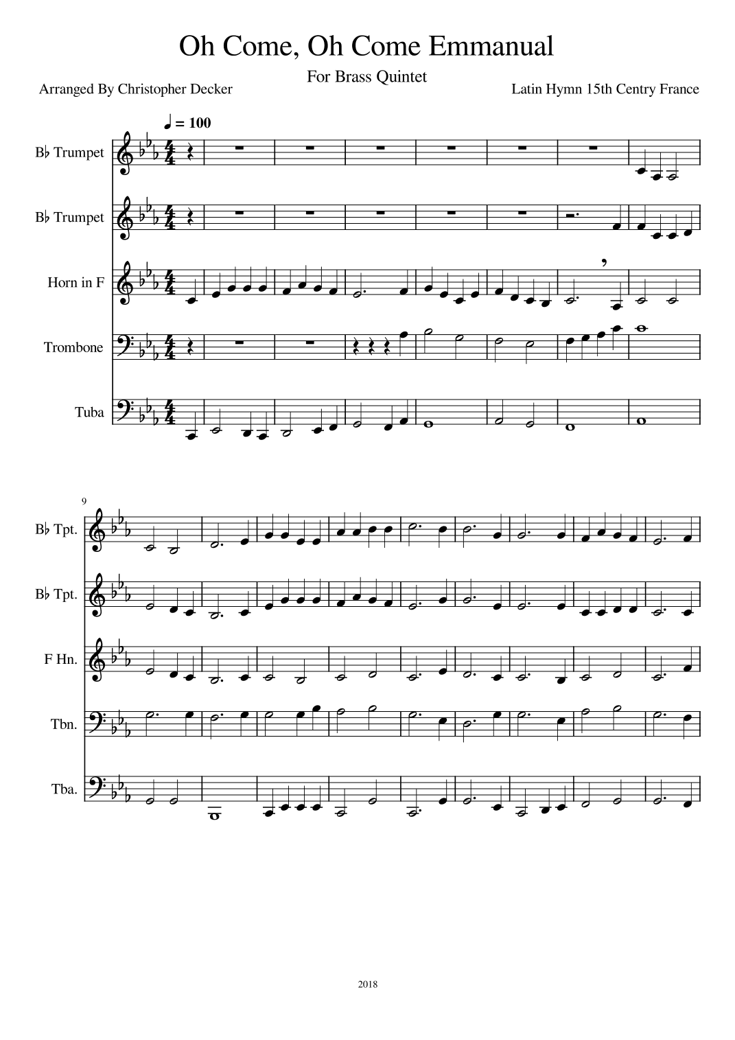 O Come, O Come Emmanuel (arr. Chris Decker)