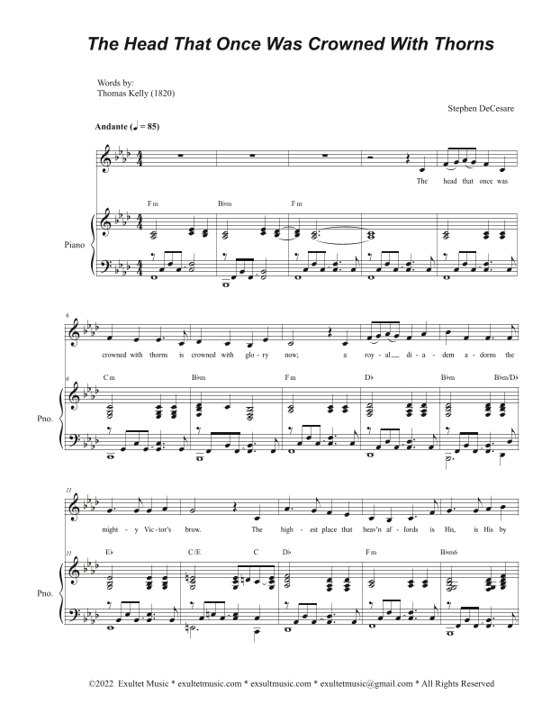 The Head That Once Was Crowned With Thorns (Unison choir)
