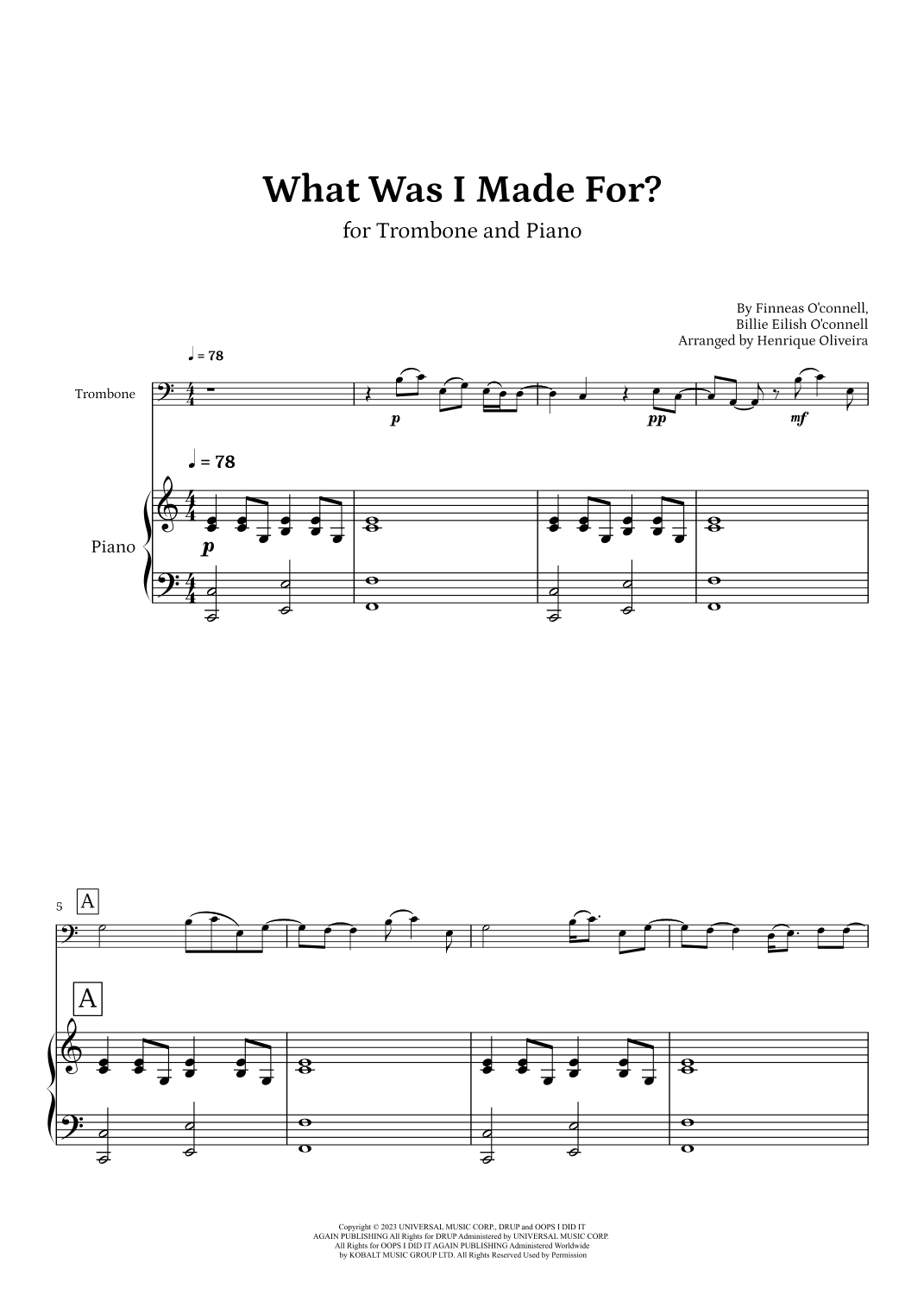 What Was I Made For? (arr. Henrique Oliveira)