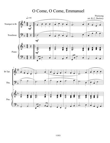 O Come, O Come, Emmanuel (Trumpet and Trombone Duet with Piano Accompaniment) (arr. B. C. Dockery)