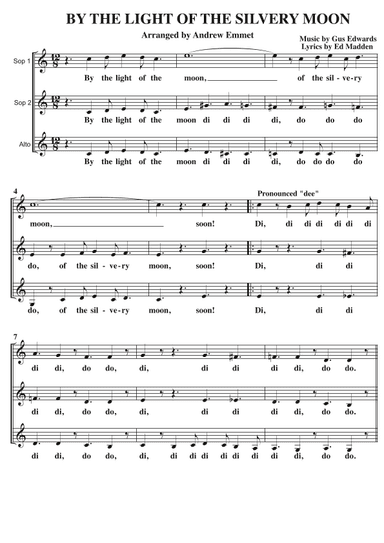 By The Light Of The Silvery Moon A Cappella SSA (arr. Andrew Emmet)