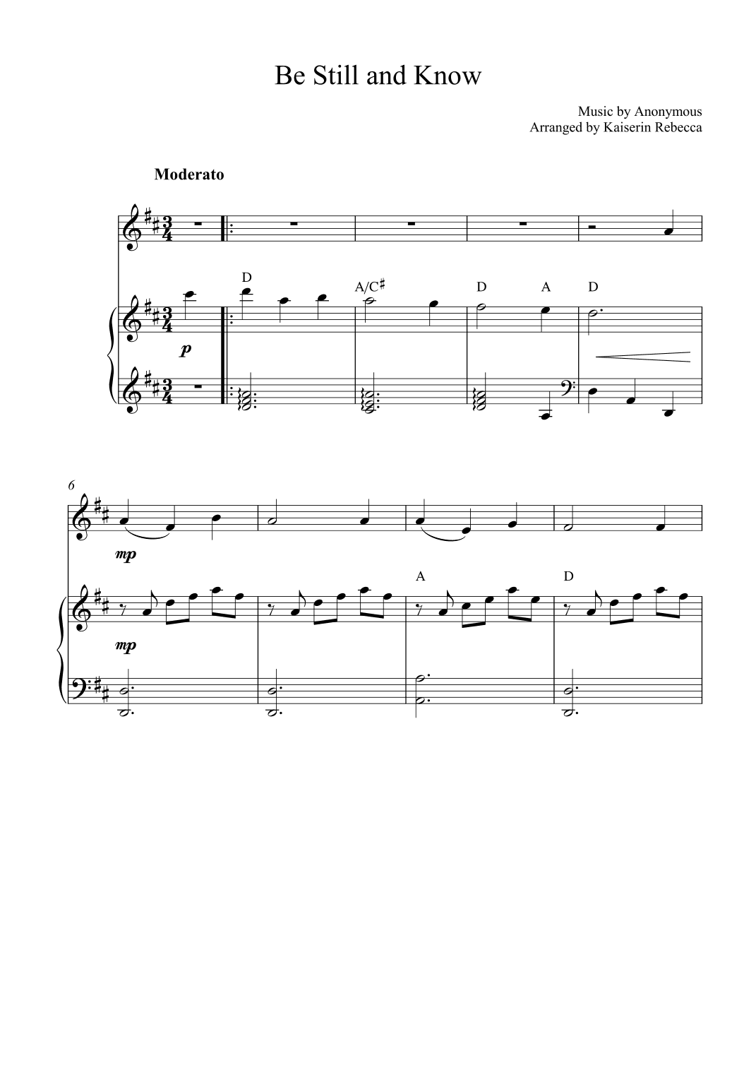 Be Still and Know (arr. Kaiserin Rebecca)