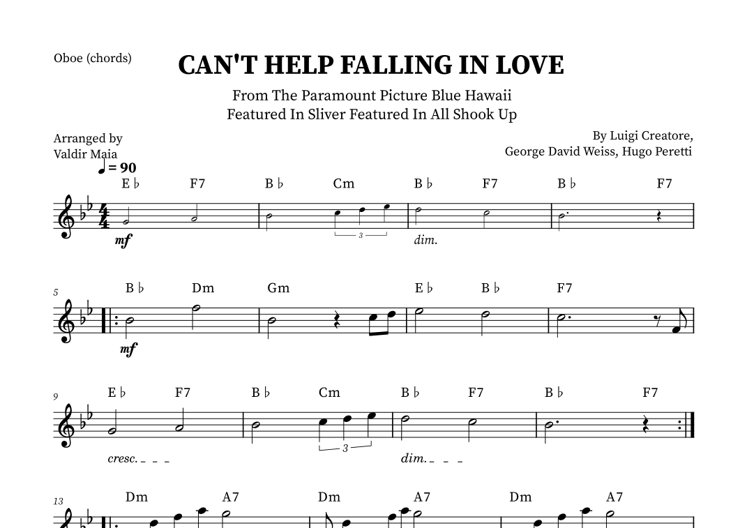 Can't Help Falling In Love (arr. Valdir Maia)