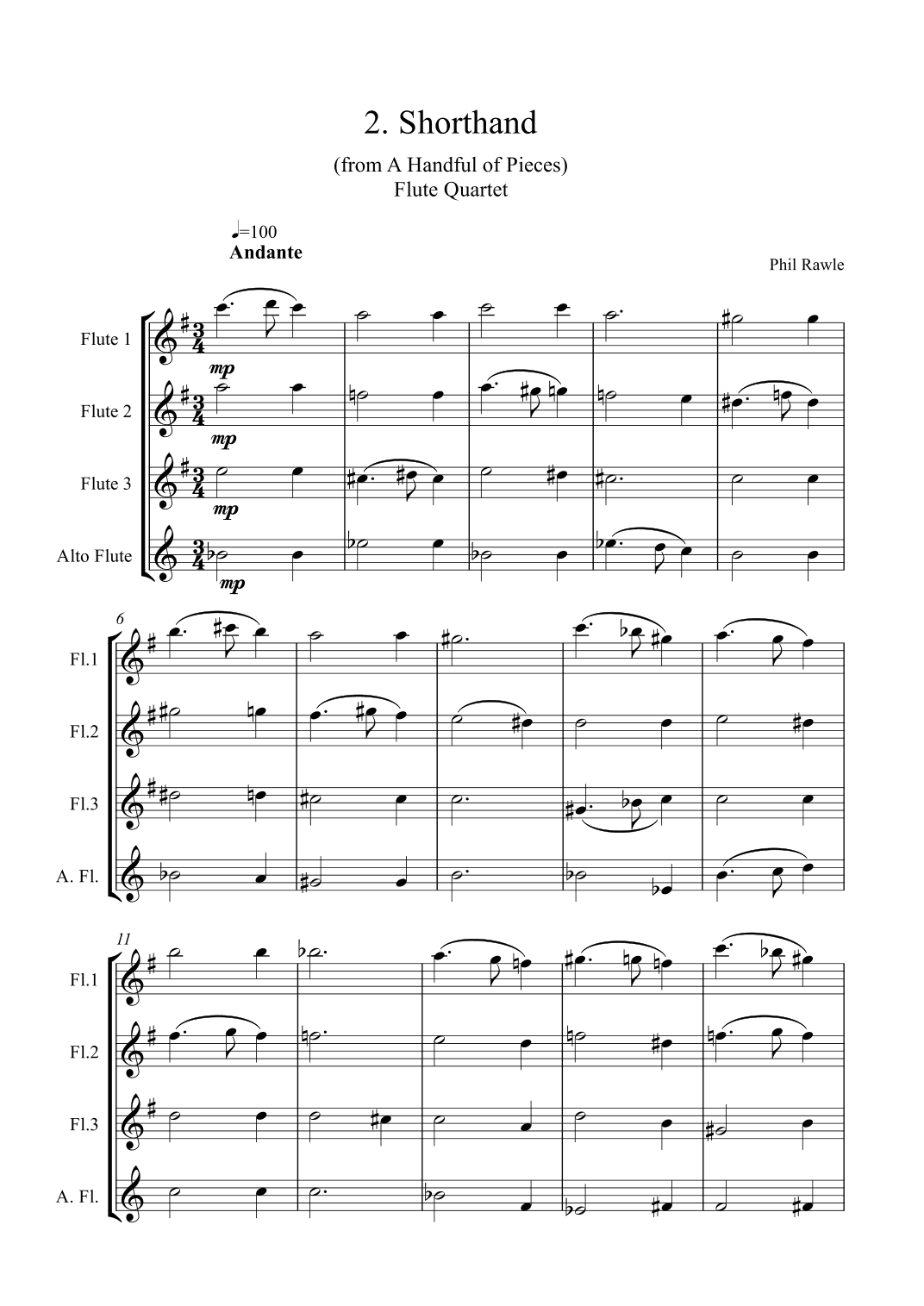 Shorthand - from "A Handful of Pieces" - Flute Quartet