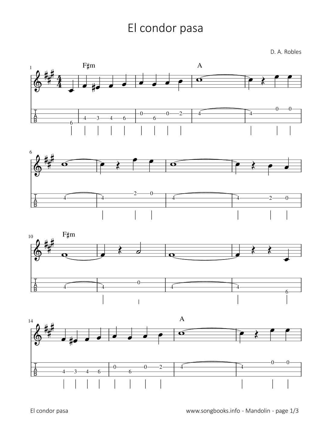 El Condor Pasa (arr. songbooks.info)