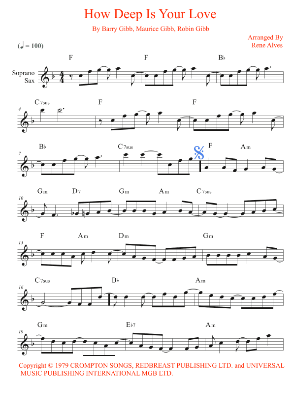 How Deep Is Your Love (arr. Rene Alves)