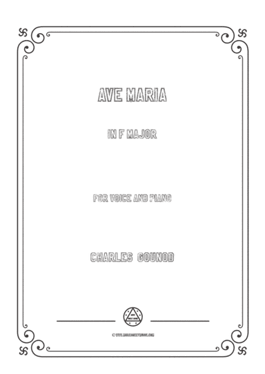 Gounod-Ave Maria in F Major,for Voice and Piano (arr. MSM)