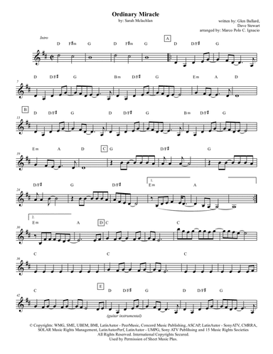 Ordinary Miracle (arr. Marco Polo C. Ignacio)