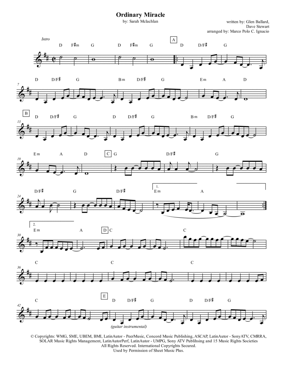 Ordinary Miracle (arr. Marco Polo C. Ignacio)