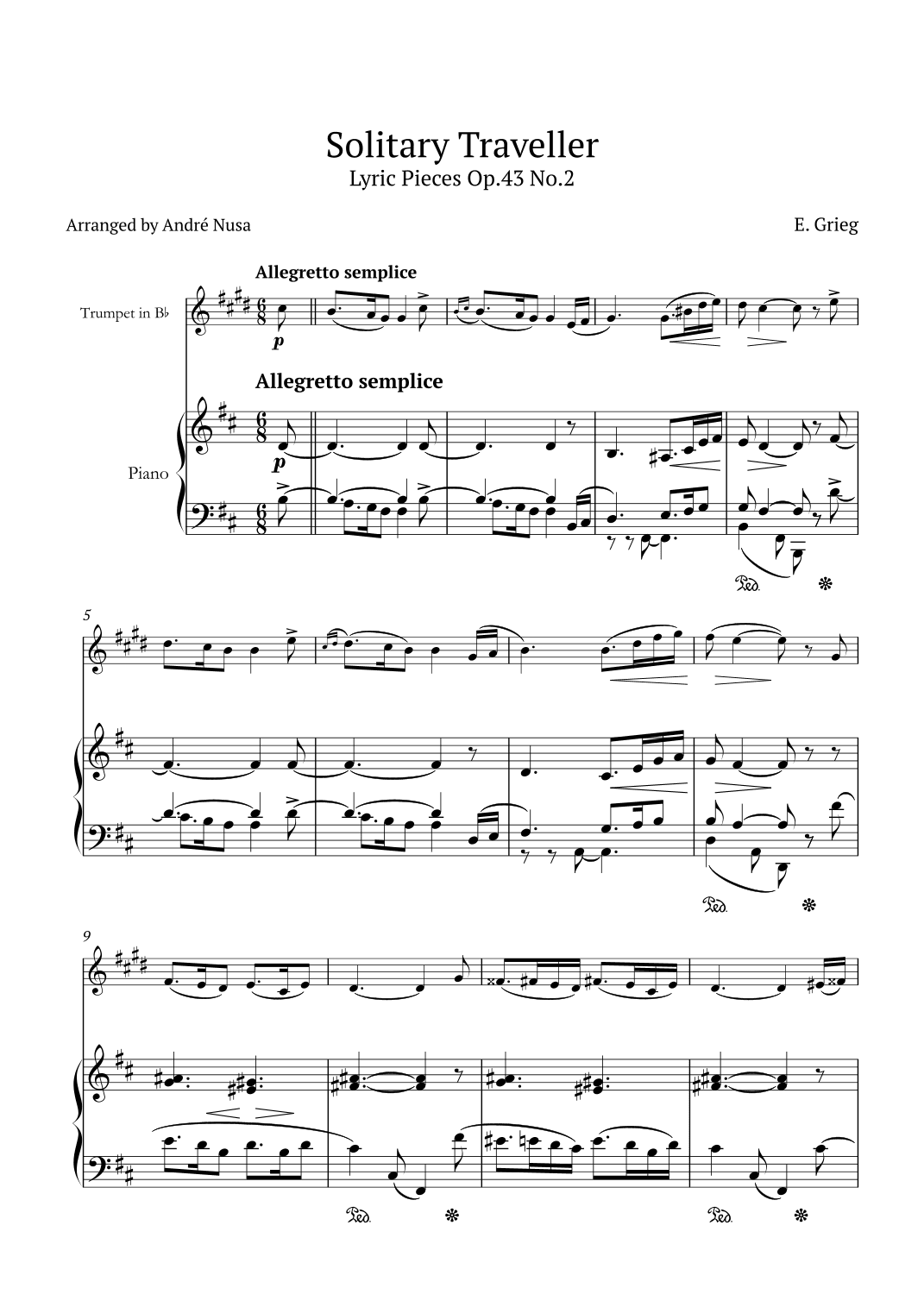 Lyric Pieces Op.43 No.2 (arr. André Nusa)
