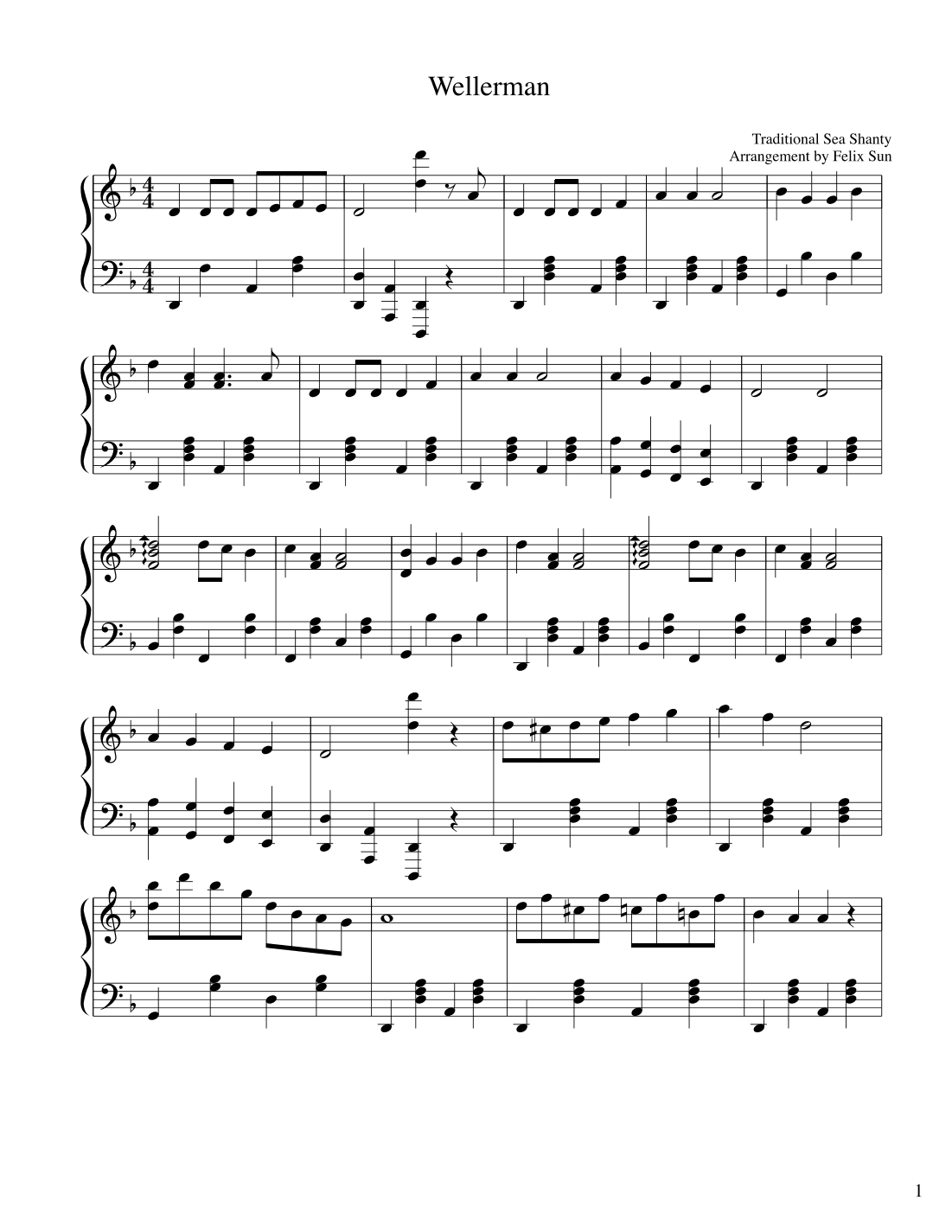 Wellerman - Sea Shanty (Piano Solo) (arr. Felix Sun)