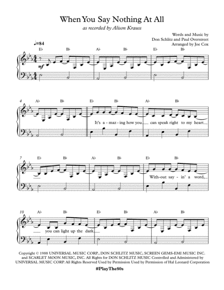 When You Say Nothing At All (arr. Joe Cox)