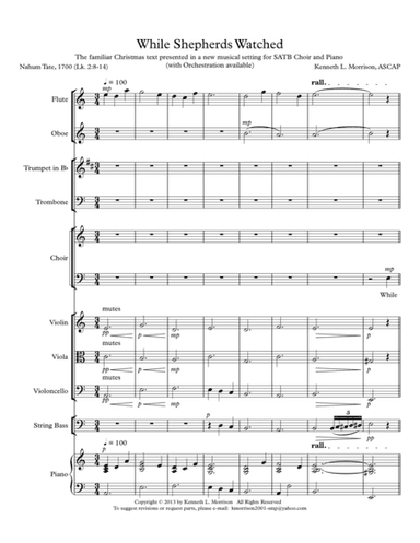 While Shepherds Watched (Choral Octavo and Orchestration)