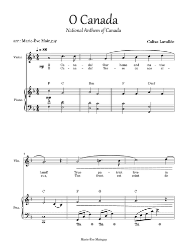 O Canada (arr. Marie-Ève Mainguy)