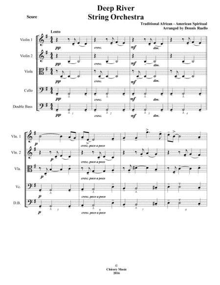 Deep River - String Orchestra - Intermediate (arr. Dennis Ruello)