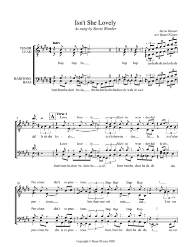 Isn't She Lovely (arr. Ryan O'Leary)
