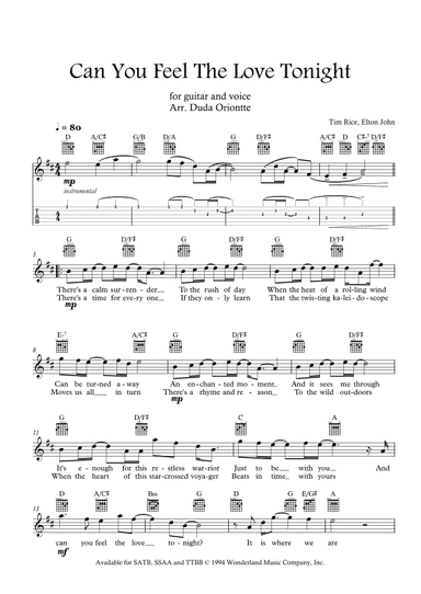 Can You Feel The Love Tonight (arr. Duda Oriontte)