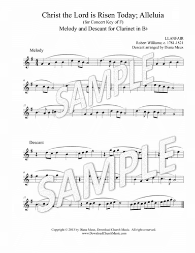 Christ the Lord is Risen Today; Alleluia - Bb clarinet Melody & Descant (arr. Diana Meux)