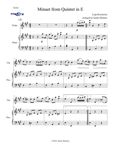 Minuet from Quintet in E by Boccherini (arr. Sandy McIntire)