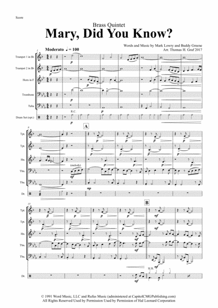 Mary, Did You Know? (arr. Thomas H. Graf)