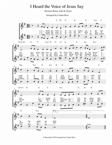 I Heard the Voice of Jesus Say -  A Capella SA or TB (arr. Connie Boss)