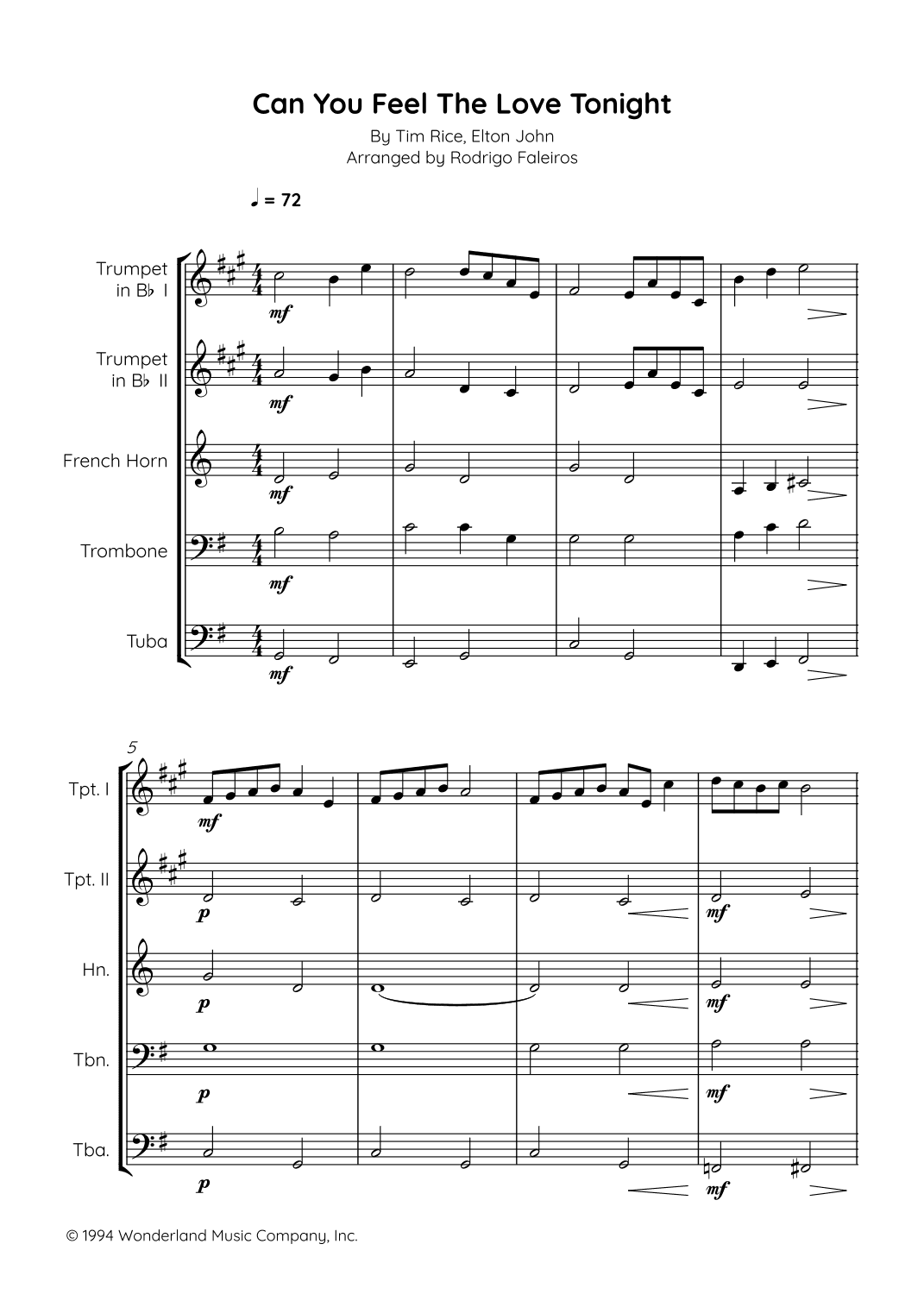 Can You Feel The Love Tonight (arr. Rodrigo Faleiros)