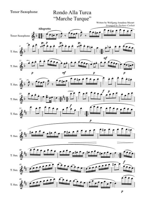 Rondo Alla Turca (Turkish March) (arr. Zachary Corbett)