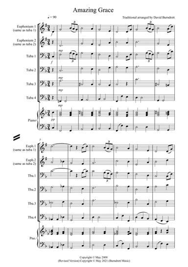 Amazing Grace for Tuba Quartet (arr. David Burndrett)