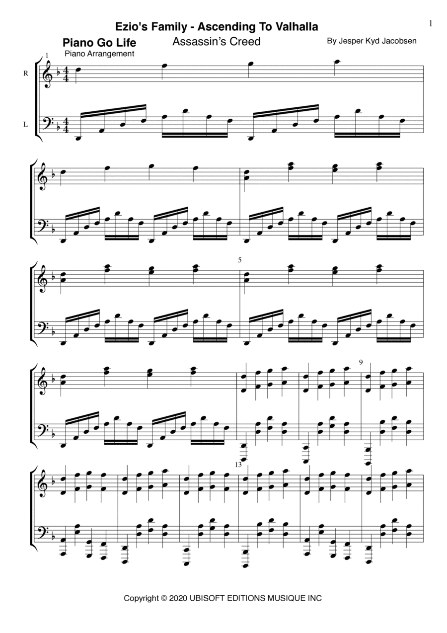 Ezio's Family - Ascending To Valhalla (arr. Piano Go Life)