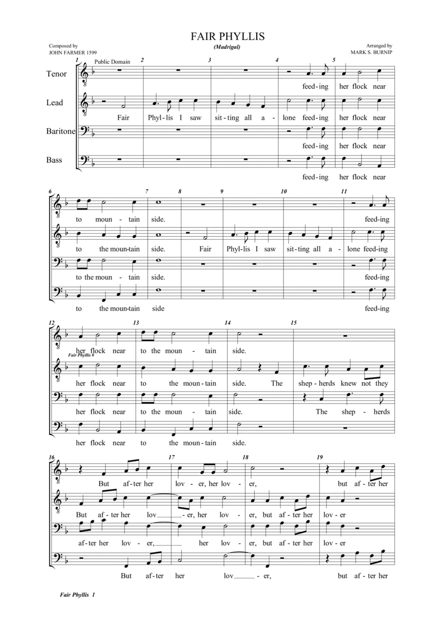 Fair Phyllis (arr. Mark S Burnip)