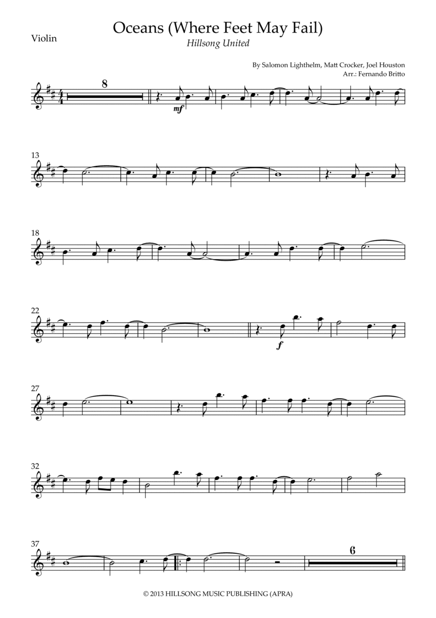 Oceans (where Feet May Fail) (arr. Fernando Britto)