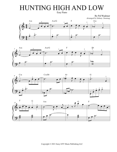 Hunting High And Low (arr. Johnny Sonntag)