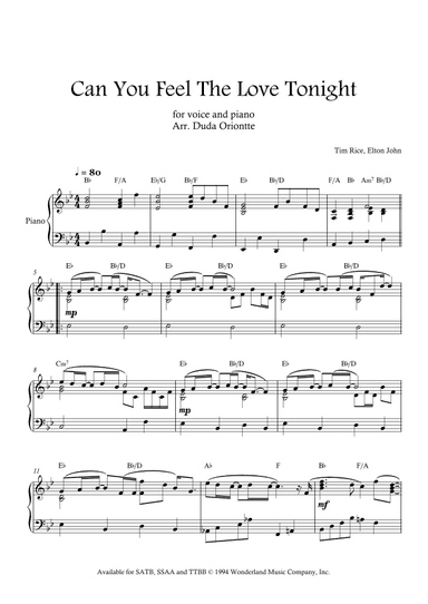 Can You Feel The Love Tonight (arr. Duda Oriontte)