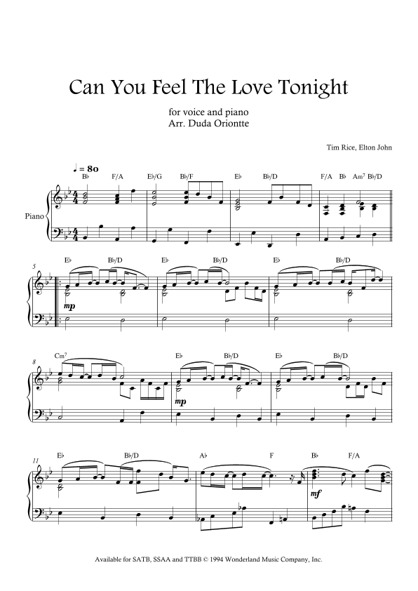 Can You Feel The Love Tonight (arr. Duda Oriontte)