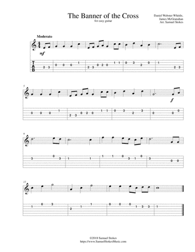 The Banner of the Cross - for easy guitar with TAB (arr. Samuel Stokes)