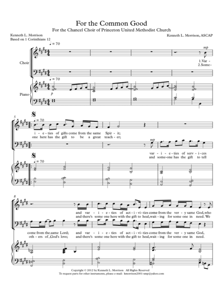 For the Common Good (2 Part Mixed Voices)