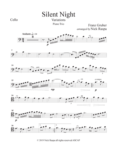 Silent Night - Variations (Piano Trio) Cello part (arr. Nick Raspa)